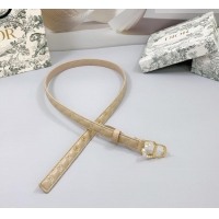 Top Quality Dior Oblique Leather Belt 2cm with Pearls CD Buckle 0108 Beige/Gold 2025