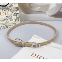 Luxury Discount Dior Oblique Leather Belt 2cm with Pearls CD Buckle 0108 Beige/Silver 2025