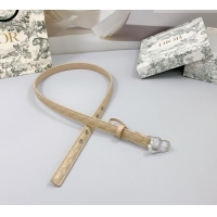 Luxury Discount Dior Oblique Leather Belt 2cm with Pearls CD Buckle 0108 Beige/Silver 2025