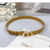 Reasonable Price Dior Calfskin Leather Belt 3cm with Pearls CD Buckle 0108 Apricot 2025