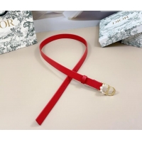 Original Cheap Dior Calfskin Leather Belt 2cm with Pearls CD Buckle 0108 Red 2025