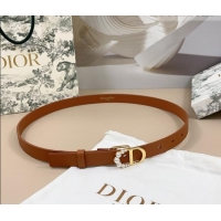 Promotional Dior Calfskin Leather Belt 2cm with Pearls CD Buckle 0108 Brown/Gold 2025