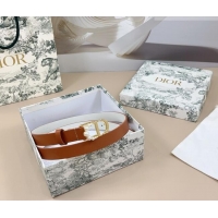 Well Crafted Dior Calfskin Leather Belt 2cm with Pearls CD Buckle 0108 Brown/White 2025