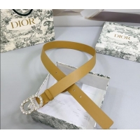 Traditional Specials Dior Calfskin Leather Belt 3cm with Strass CD Buckle 0108 Apricot 2025