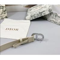 Unique Grade Dior Calfskin Leather Belt 3cm with Strass CD Buckle 0108 White/Silver 2025