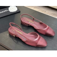 Pretty Style Chanel Mesh & Grosgrain Slingbacks Flat G31319 Burgundy 2026