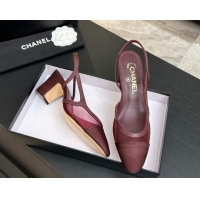 Most Popular Chanel Mesh & Grosgrain Slingbacks Pump 6.5cm G31318 Burgundy 2026