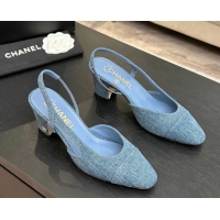 Duplicate Chanel Blue Denim Slingbacks Pump 6.5cm G31318 2026