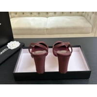 Best Grade Chanel Mesh & Grosgrain Slingbacks Pump 9cm G45509 Burgundy 2026