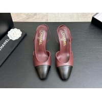 Purchase Chanel Lambskin Leather Slingbacks Pump 9cm G45509 Burgundy/Black 2026