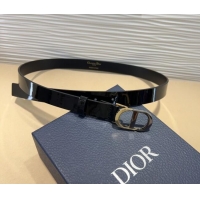 Famous Brand Dior Patent Calfskin Belt 2.5cm with CD Buckle 0317 Black 2025