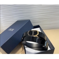 Famous Brand Dior Patent Calfskin Belt 2.5cm with CD Buckle 0317 Black 2025