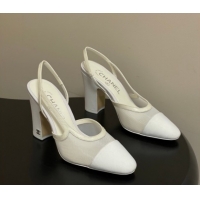 Low Price Chanel Mesh & Grosgrain Slingbacks Pump 9cm G45509 White 2026