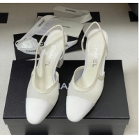 Low Price Chanel Mesh & Grosgrain Slingbacks Pump 9cm G45509 White 2026