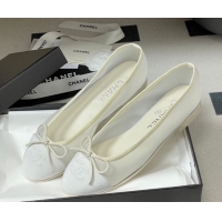 Stylish Chanel Mesh & Grosgrain Ballet Flats with Bow G02819 White 2026
