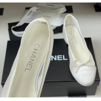 Stylish Chanel Mesh & Grosgrain Ballet Flats with Bow G02819 White 2026