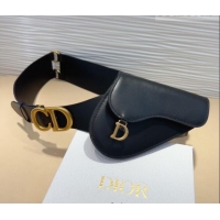 Top Grade Dior Saddle Leather Belt Bag with Pouch 7056 Black 2025