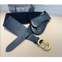Top Quality Dior Saddle Belt Bag with Pouch in Leather and Stretch 7057 Black 2025