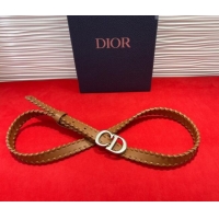 Shop Discount Dior Saddle Belt 2cm with CD Buckle and Leather Topstitching in Smooth Calfskin 8159 Brown/Silver 2025