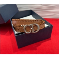 Shop Discount Dior Saddle Belt 2cm with CD Buckle and Leather Topstitching in Smooth Calfskin 8159 Brown/Silver 2025