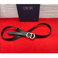 Cheap Price Dior Saddle Belt 2cm with CD Buckle and Leather Topstitching in Smooth Calfskin 8159 Black/Silver 2025