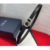 Cheap Price Dior Saddle Belt 2cm with CD Buckle and Leather Topstitching in Smooth Calfskin 8159 Black/Silver 2025
