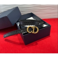 Discount Dior Saddle Belt 2cm with CD Buckle and Leather Topstitching in Smooth Calfskin 8159 Black/Gold 2025