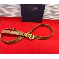 Most Popular Dior Saddle Belt 2cm with CD Buckle and Leather Topstitching in Smooth Calfskin 8159 Brown/Gold 2025