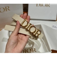 Promotional Dior Smooth Calfskin Belt 2cm with DIOR Buckle 0617 White/Gold 2025