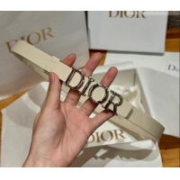 Trendy Design Dior Smooth Calfskin Belt 2cm with DIOR Buckle 0617 White/Silver 2025