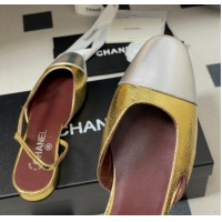 Pretty Style Chanel Metallic Leather Slingbacks Flat G31319 Gold Yellow/Silver 2026