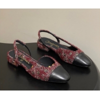 Durable Chanel Camellia Tweed & Lambskin Leather Slingbacks Flat G31319 Burgundy 2026