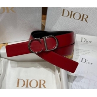 Traditional Specials Dior CD Buckle Reversible Belt 3.5cm in Smooth Leather DR2013025 Red 2025