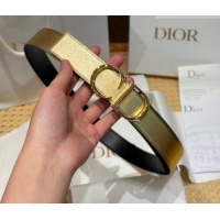 Good Product Dior CD Buckle Reversible Belt 3.5cm in Smooth Leather DR2013025 Yellow Gold 2025