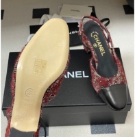 Purchase Chanel Camellia Tweed & Lambskin Leather Slingbacks Pump 6.5cm G31318 Burgundy 2026