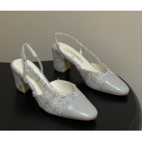 Good Looking Chanel Tweed &Grosgrain Slingbacks Pump 6.5cm G31318 Grey 2026