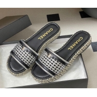 Sumptuous Chanel Braided Calfskin Leather Flat Slides Sandal CH030901 Silver 2026