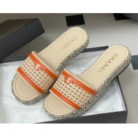 Most Popular Chanel Braided Calfskin Leather Flat Slides Sandal CH030901 Beige/Orange 2026