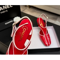 Classic Hot Chanel Crocodile Embossed Patent Calfskin Leather Slingbacks Pump G47184 Red 2026