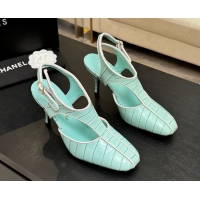 Luxury Chanel Crocodile Embossed Patent Calfskin Leather Slingbacks Pump G47184 Green 2026