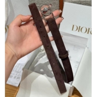 Dior Suede and Leather Belt 2cm with Strass CD Buckle 1231 Brown/Silver 2025