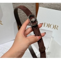 Dior Suede and Leather Belt 2cm with Strass CD Buckle 1231 Brown/Silver 2025