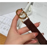 Top Quality Dior Suede and Leather Belt 2cm with Strass CD Buckle 1231 Brown/Gold 2025