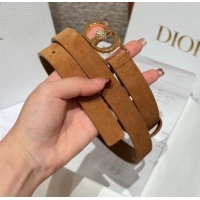 Good Taste Dior Suede and Leather Belt 2cm with Strass CD Buckle 1231 Beige/Gold 2025