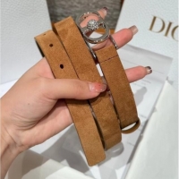 Unique Discount Dior Suede and Leather Belt 2cm with Strass CD Buckle 1231 Beige/Silver 2025