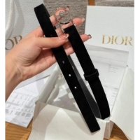 Luxury Cheap Dior Suede and Leather Belt 2cm with Strass CD Buckle 1231 Black/Silver 2025