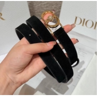 Good Taste Dior Suede and Leather Belt 2cm with Strass CD Buckle 1231 Black/Gold 2025