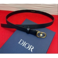 Famous Brand Dior Calfskin Leather Belt 2cm with Strass CD Buckle 1231 Black/Gold 2025