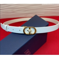 Luxury Cheap Dior Calfskin Leather Belt 2cm with Strass CD Buckle 1231 White/Gold 2025