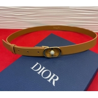 Most Popular Dior Calfskin Leather Belt 2cm with Strass CD Buckle 1231 Brown/Gold 2025